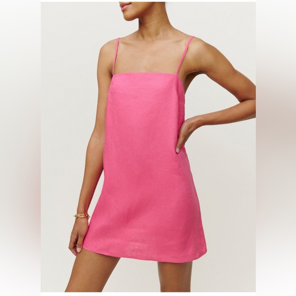 Reformation Aubree Linen Pink Mini Dress - Picture 3 of 10